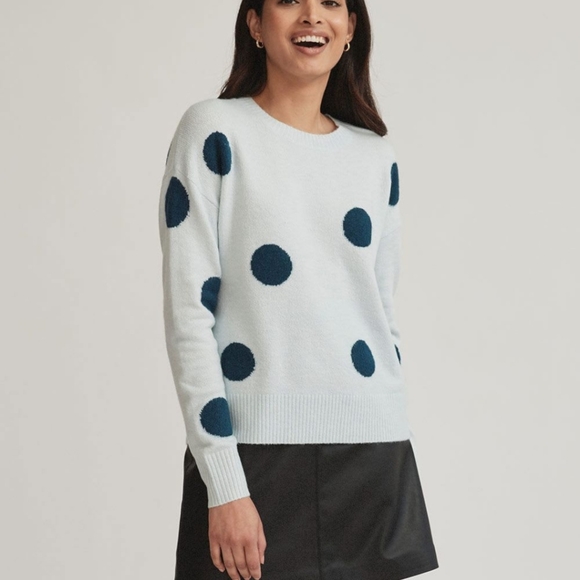 Spongy Crew-Neck Sweater With Whimsical Polka Dots - Picture 3 of 7